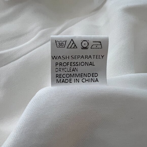 Sz M- NWT OWIN White Asymmetrical Neckline Side Split Sexy Bodycon Midi Dress - Picture 14 of 15
